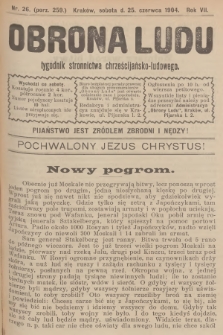 Obrona Ludu : tygodnik Stronnictwa Chrześcijańsko-Ludowego. R.7, 1904, nr 26