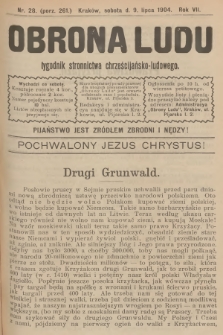 Obrona Ludu : tygodnik Stronnictwa Chrześcijańsko-Ludowego. R.7, 1904, nr 28