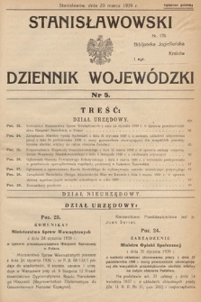 Stanisławowski Dziennik Wojewódzki. 1939, nr 5