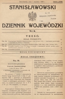 Stanisławowski Dziennik Wojewódzki. 1939, nr 6