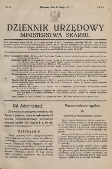 Dziennik Urzędowy Ministerstwa Skarbu. 1921, nr 8