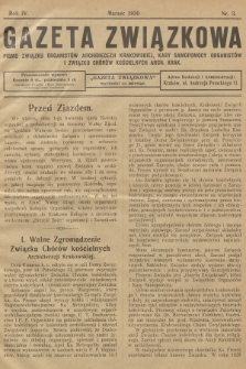 Gazeta Związkowa : pismo Związku Organistów Archidiecezji Krakowskiej, Kasy Samopomocy Organistów i Związku Chórów Kościelnych im. św. Grzegorza Arch. Krak. R.4, 1930, nr 3