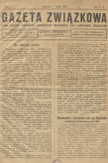 Gazeta Związkowa : pismo Związku Organistów Archidiecezji Krakowskiej, Kasy Samopomocy Organistów. R.5, 1931, nr 1