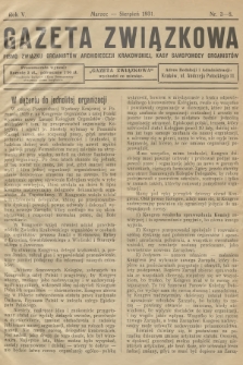 Gazeta Związkowa : pismo Związku Organistów Archidiecezji Krakowskiej, Kasy Samopomocy Organistów. R.5, 1931, nr 3