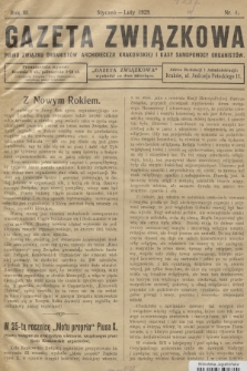 Gazeta Związkowa : pismo Związku Organistów Archidiecezji Krakowskiej i Kasy Samopomocy Organistów. R.3, 1929, nr 1