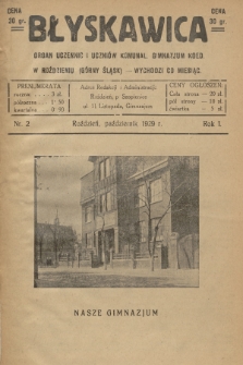 Błyskawica : organ uczennic i uczniów Komunal. Gimnazujm Koed. w Roździeniu (Górny Śląsk). R.1, 1929, nr 2