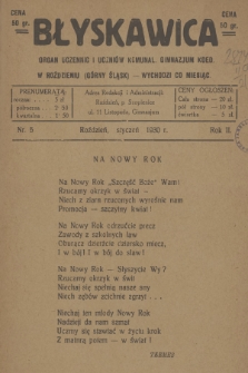 Błyskawica : organ uczennic i uczniów Komunal. Gimnazujm Koed. w Roździeniu (Górny Śląsk). R.2, 1930, nr 5