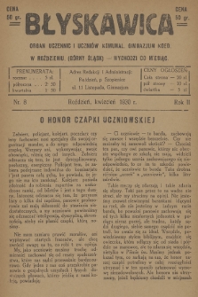 Błyskawica : organ uczennic i uczniów Komunal. Gimnazujm Koed. w Roździeniu (Górny Śląsk). R.2, 1930, nr 8