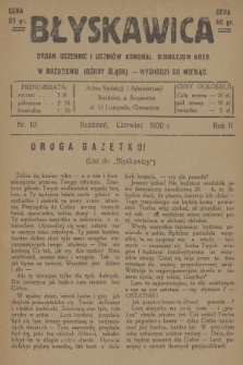 Błyskawica : organ uczennic i uczniów Komunal. Gimnazujm Koed. w Roździeniu (Górny Śląsk). R.2, 1930, nr 10