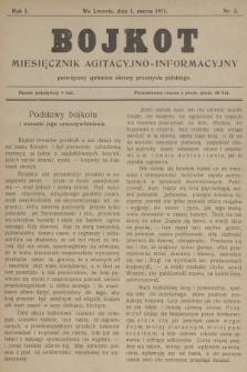 Bojkot : miesięcznik agitacyjno-informacyjny poświęcony sprawom obrony przemysłu polskiego. R.1, 1911, nr 3