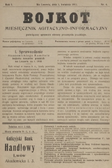 Bojkot : miesięcznik agitacyjno-informacyjny poświęcony sprawom obrony przemysłu polskiego. R.1, 1911, nr 4
