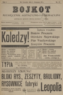 Bojkot : miesięcznik agitacyjno-informacyjny poświęcony sprawom obrony przemysłu polskiego. R.1, 1911, nr 11