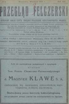 Przegląd Felczerski : oficjalny organ Centr. Związku Felczerów Rzeczypospolitej Polskiej. R.21, 1925, № 9
