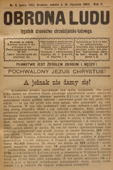 Obrona Ludu : tygodnik Stronnictwa Chrześcijańsko-Ludowego. R.5, 1902, nr 3