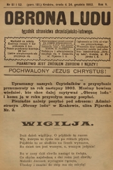 Obrona Ludu : tygodnik Stronnictwa Chrześcijańsko-Ludowego. R.5, 1902, nr 51