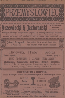 Przemysłowiec : tygodnik popularny dla spraw techniki i przemysłu. R.5, 1907, nr 4