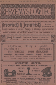 Przemysłowiec : tygodnik popularny dla spraw techniki i przemysłu. R.5, 1907, nr 5