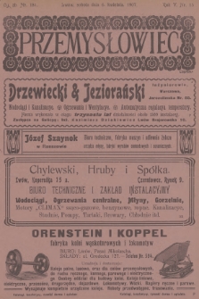 Przemysłowiec : tygodnik popularny dla spraw techniki i przemysłu. R.5, 1907, nr 15