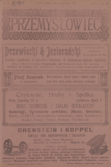 Przemysłowiec : tygodnik popularny dla spraw techniki i przemysłu. R.5, 1907, nr 22