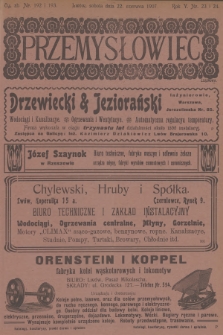 Przemysłowiec : tygodnik popularny dla spraw techniki i przemysłu. R.5, 1907, nr 23-24