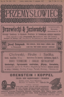Przemysłowiec : tygodnik popularny dla spraw techniki i przemysłu. R.5, 1907, nr 31-32