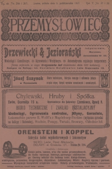 Przemysłowiec : tygodnik popularny dla spraw techniki i przemysłu. R.5, 1907, nr 37-38