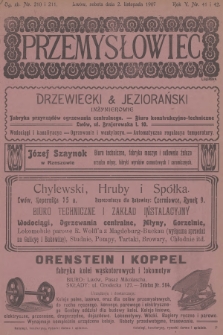 Przemysłowiec : tygodnik popularny dla spraw techniki i przemysłu. R.5, 1907, nr 41-42