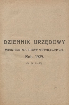 Dziennik Urzędowy Ministerstwa Spraw Wewnętrznych. 1929, skorowidz alfabetyczny
