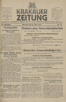 Krakauer Zeitung : zugleich amtliches Organ des K. U. K. Festungs-Kommandos. 1917, nr 71