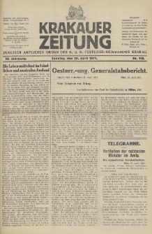 Krakauer Zeitung : zugleich amtliches Organ des K. U. K. Festungs-Kommandos. 1917, nr 118