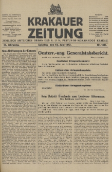 Krakauer Zeitung : zugleich amtliches Organ des K. U. K. Festungs-Kommandos. 1917, nr 160