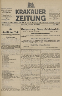 Krakauer Zeitung : zugleich amtliches Organ des K. U. K. Festungs-Kommandos. 1917, nr 170