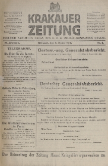 Krakauer Zeitung : zugleich amtliches organ K. u. K. Militär-Kommandos Krakau. 1918, nr 2