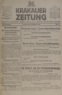 Krakauer Zeitung : zugleich amtliches organ K. u. K. Militär-Kommandos Krakau. 1918, nr 4