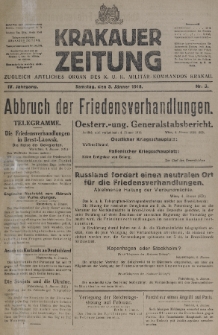 Krakauer Zeitung : zugleich amtliches organ K. u. K. Militär-Kommandos Krakau. 1918, nr 5