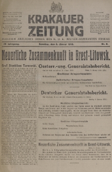 Krakauer Zeitung : zugleich amtliches organ K. u. K. Militär-Kommandos Krakau. 1918, nr 6