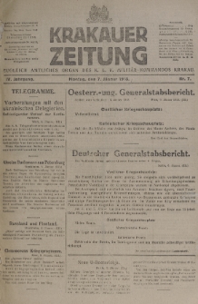 Krakauer Zeitung : zugleich amtliches organ K. u. K. Militär-Kommandos Krakau. 1918, nr 7