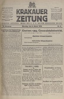 Krakauer Zeitung : zugleich amtliches organ K. u. K. Militär-Kommandos Krakau. 1918, nr 8