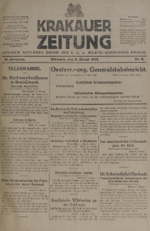 Krakauer Zeitung : zugleich amtliches organ K. u. K. Militär-Kommandos Krakau. 1918, nr 9