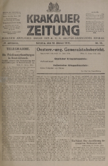 Krakauer Zeitung : zugleich amtliches organ K. u. K. Militär-Kommandos Krakau. 1918, nr 12