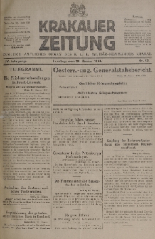 Krakauer Zeitung : zugleich amtliches organ K. u. K. Militär-Kommandos Krakau. 1918, nr 13