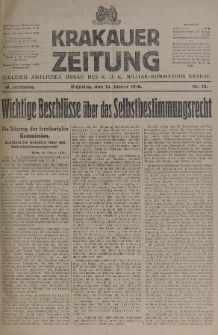 Krakauer Zeitung : zugleich amtliches organ K. u. K. Militär-Kommandos Krakau. 1918, nr 15