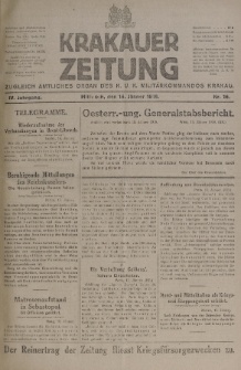 Krakauer Zeitung : zugleich amtliches organ K. u. K. Militär-Kommandos Krakau. 1918, nr 16