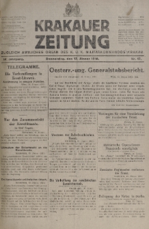 Krakauer Zeitung : zugleich amtliches organ K. u. K. Militär-Kommandos Krakau. 1918, nr 17
