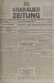 Krakauer Zeitung : zugleich amtliches organ K. u. K. Militär-Kommandos Krakau. 1918, nr 18
