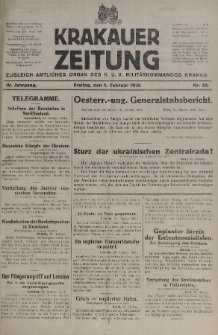 Krakauer Zeitung : zugleich amtliches organ K. u. K. Militär-Kommandos Krakau. 1918, nr 32