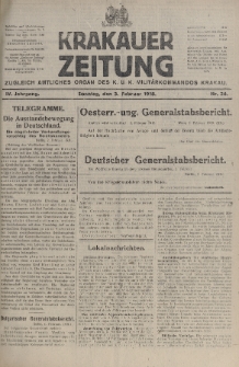 Krakauer Zeitung : zugleich amtliches organ K. u. K. Militär-Kommandos Krakau. 1918, nr 34