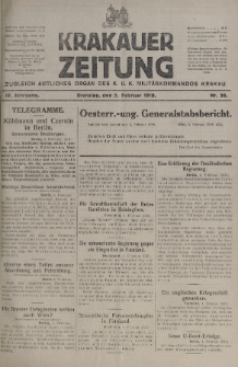 Krakauer Zeitung : zugleich amtliches organ K. u. K. Militär-Kommandos Krakau. 1918, nr 36