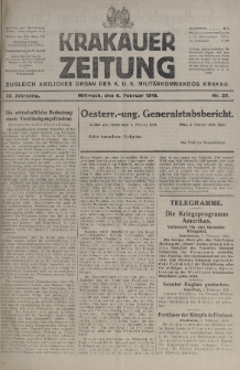 Krakauer Zeitung : zugleich amtliches organ K. u. K. Militär-Kommandos Krakau. 1918, nr 37
