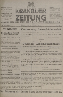 Krakauer Zeitung : zugleich amtliches organ K. u. K. Militär-Kommandos Krakau. 1918, nr 42